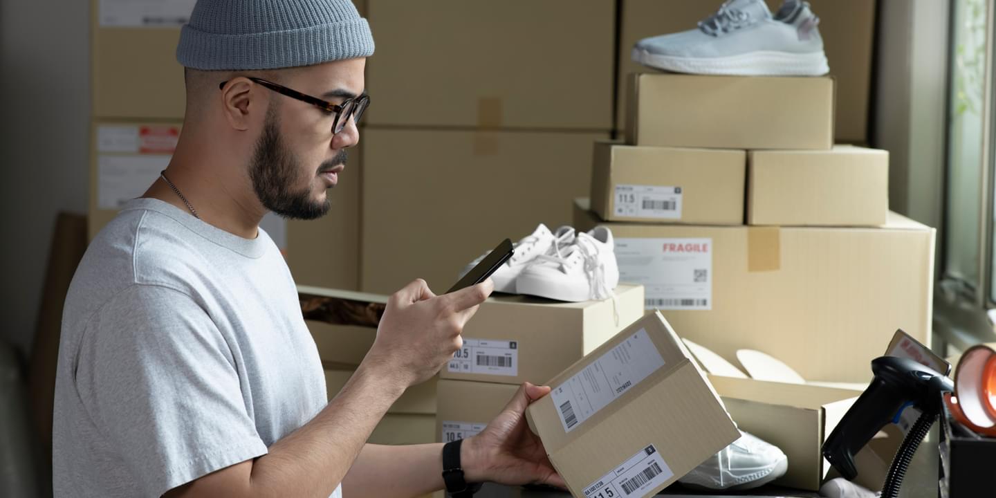 logistics merchandise shipping retail male worker omnichannel