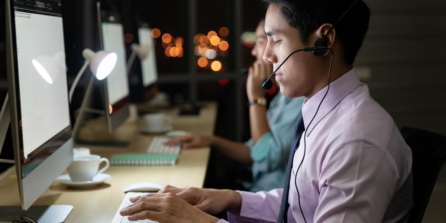 Call Center Worker At Night