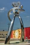 The Traveling Man sculpture in the Deep Ellum area in Dallas, TX