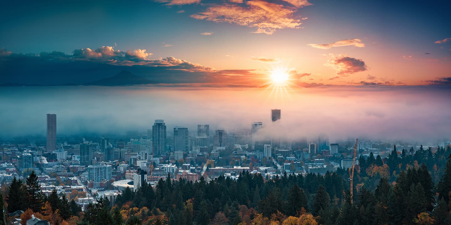 Downtown PDX autumn fog
